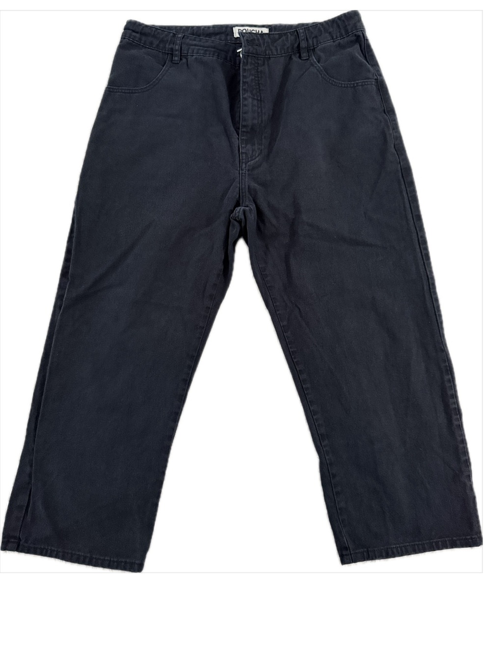 ROUCHA Navy Washed Cropped Wide-Leg Pants